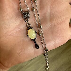 Mystical Goth Opal Mirror Necklace